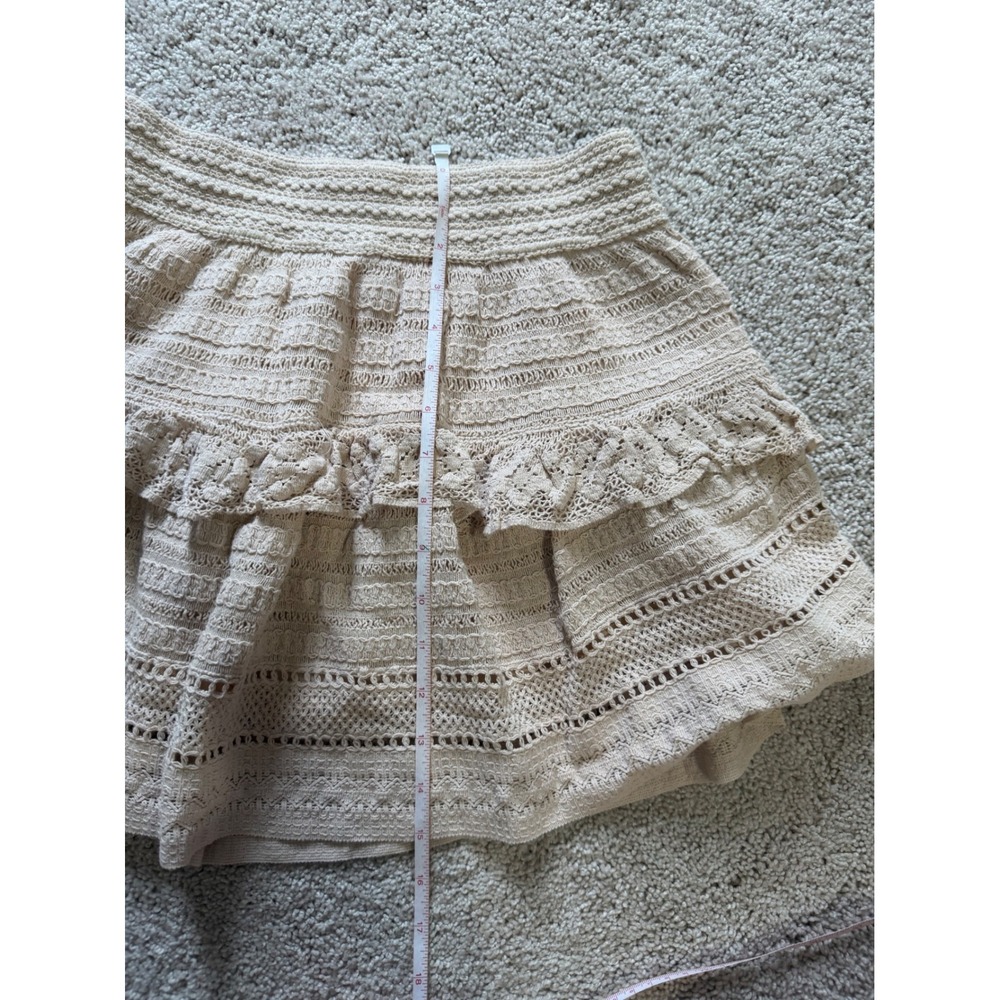 Aerie Crochet Matching Set Beige Crop Top Tiered Ruffle Mini Skirt Small Boho - Picture 5 of 9